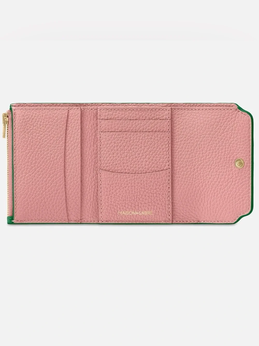 MAISON de SABRÉ Emerald Green Leather Trifold Card Wallet